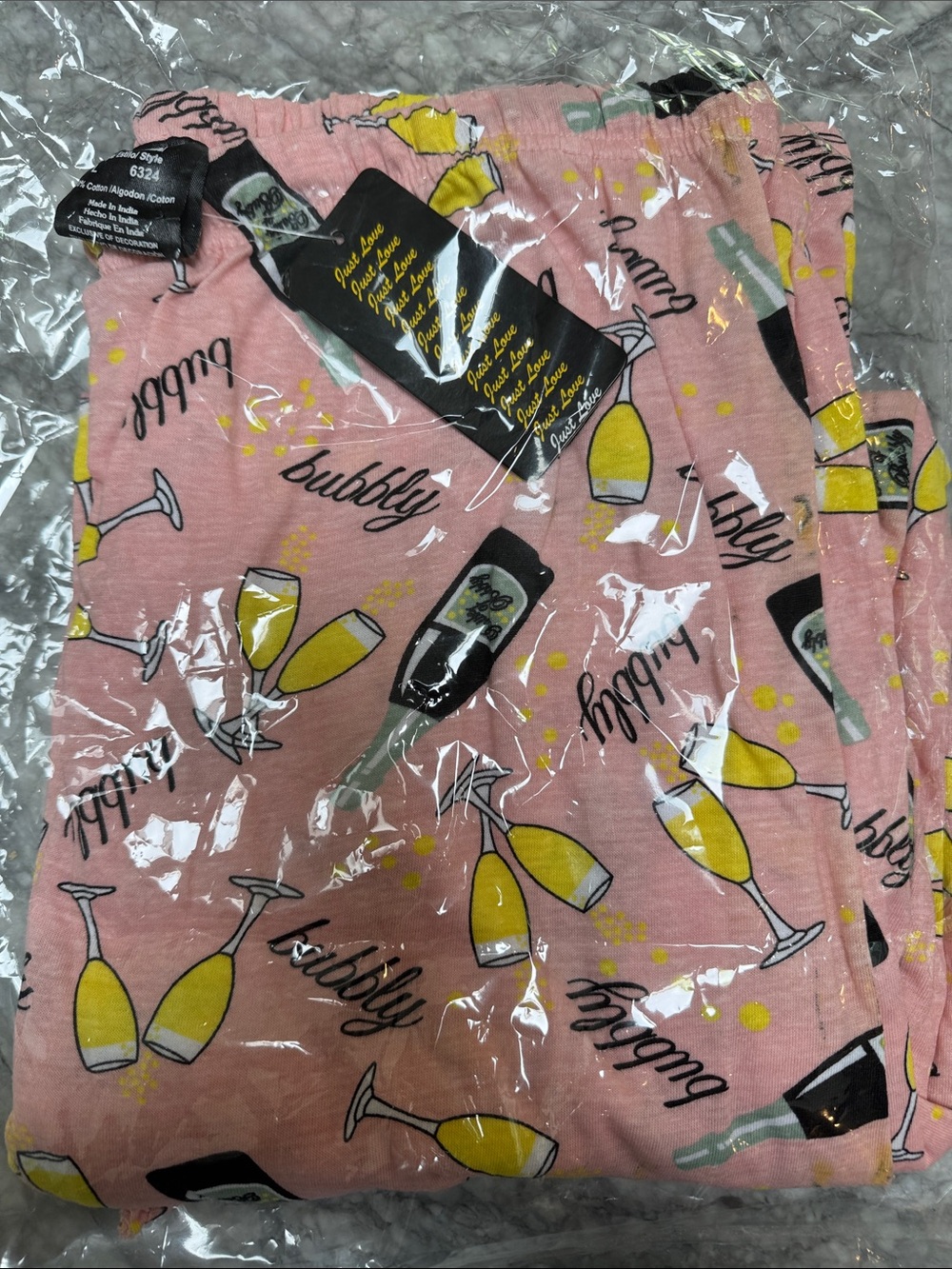 Just Love Pink 'Bubbly' Champagne Print Pajama Pants